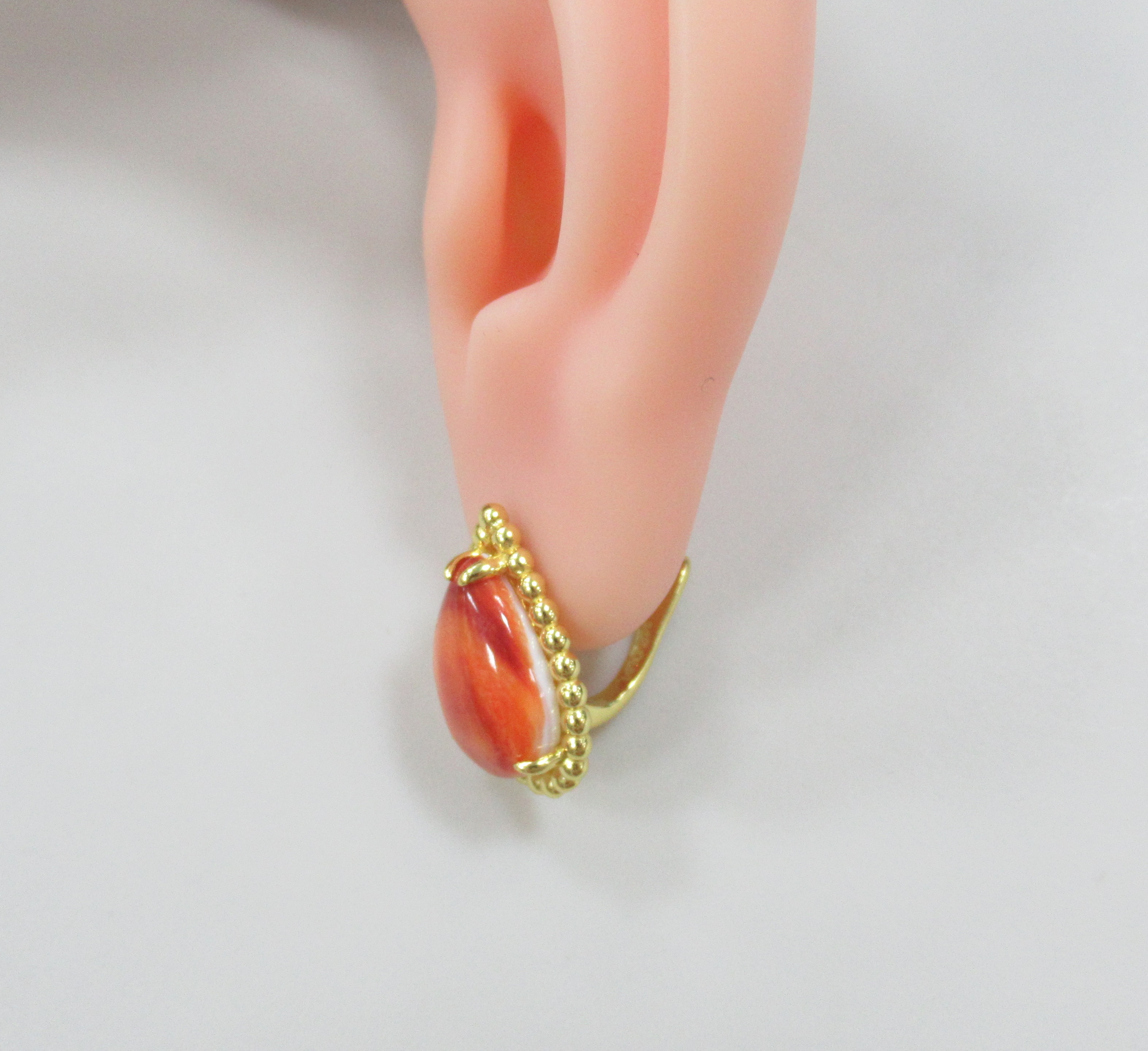 Серебряные серьги с огненными королевскими спондилюсами